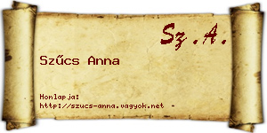 Szűcs Anna névjegykártya